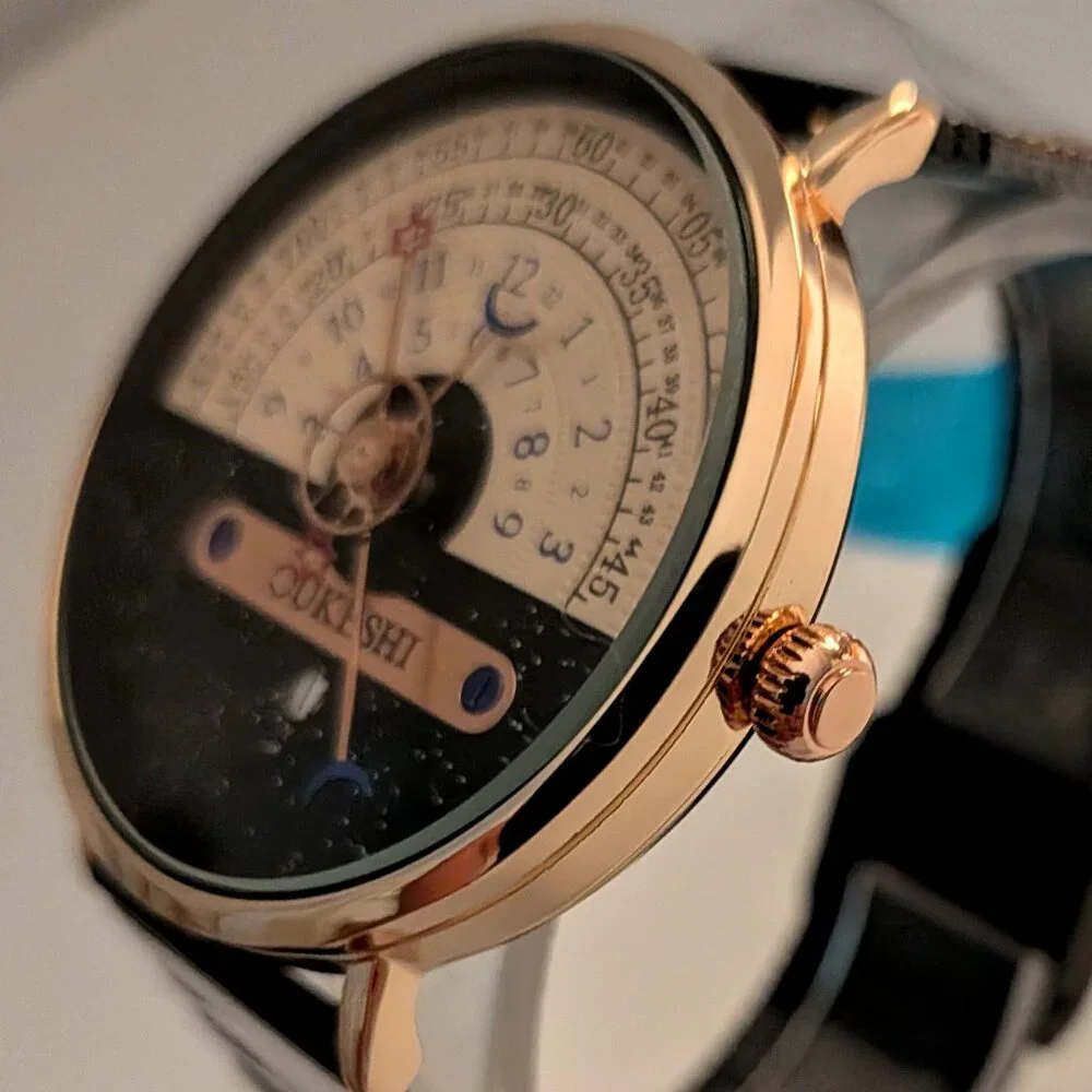 UNIQUE Oukeshi Moon & Stars Pointer Stainless Steel Luxury Watch